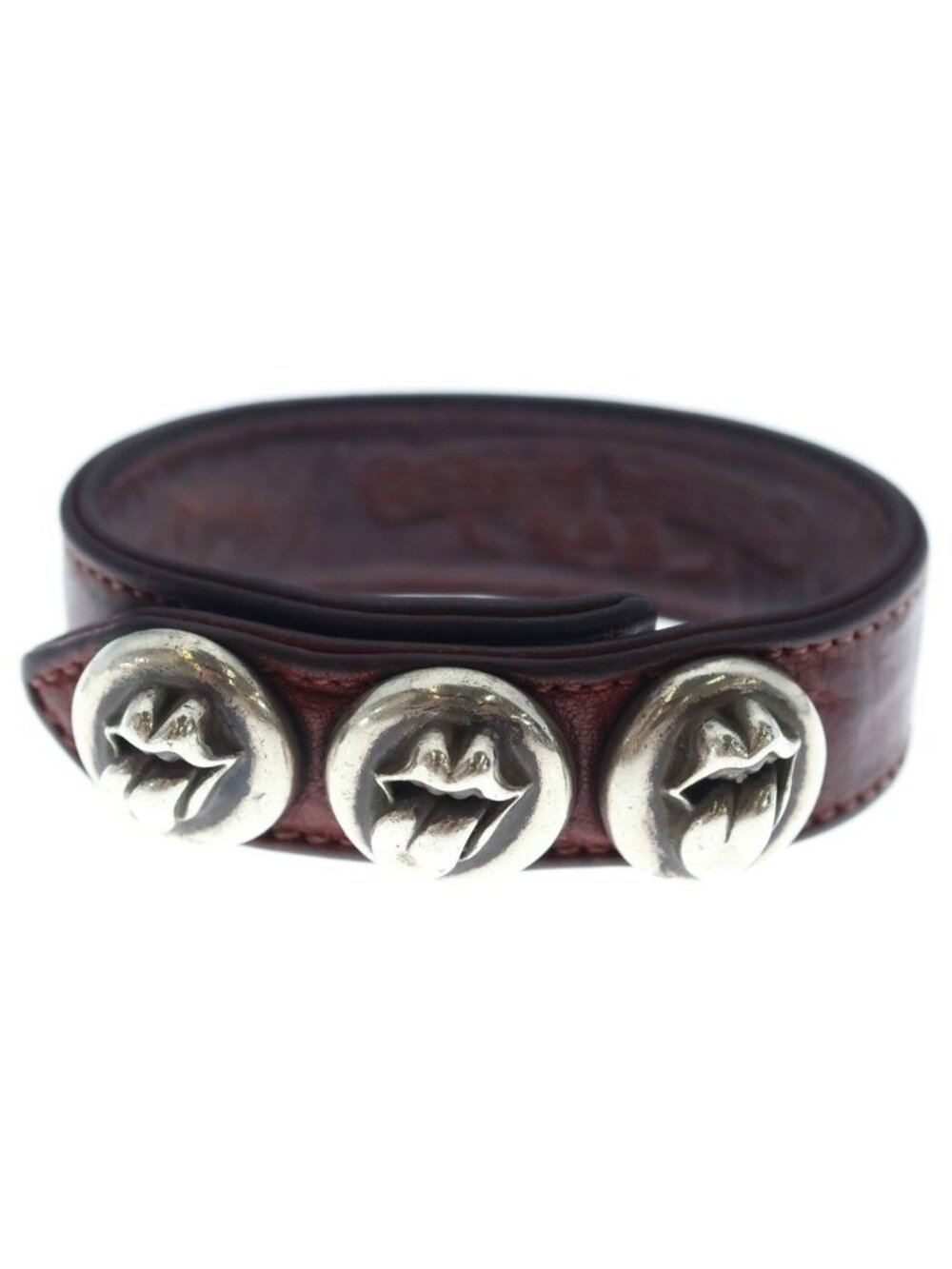 Chrome Hearts Cross Ball Leather Bracelet Black Silver